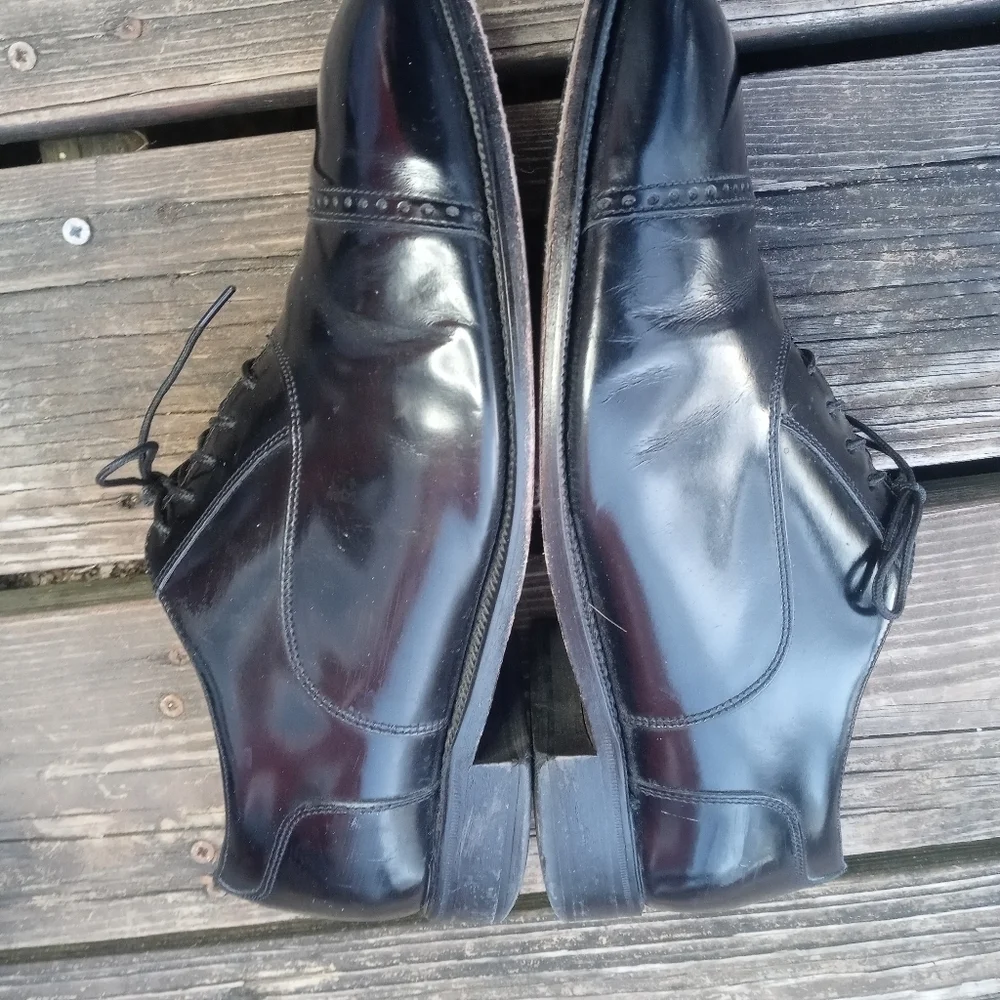 Florsheim Mens Oxford Black Leather Cap Toe Lace Up Shoes Size 10.5 3E. 255pem